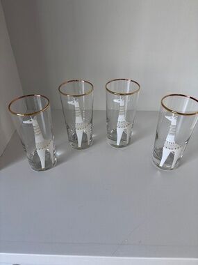 4 vintage Jonathan Adler giraffe highball glasses